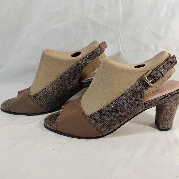 Taryn Rose Fortula Slingback Block Heels Open Toe - Picture 1 of 7